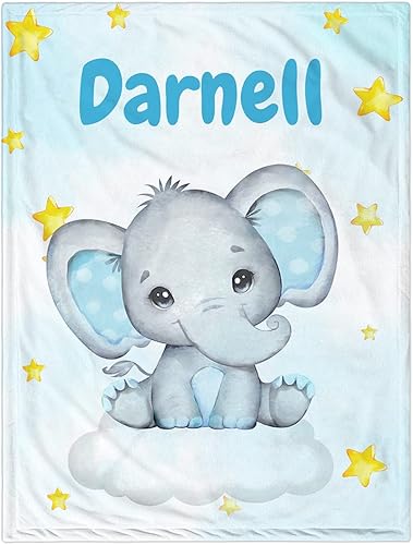Manta de bebé personalizada para niñas, manta de bebé personalizada con nombre súper suave para niños, manta de elefante personalizada para bebés,