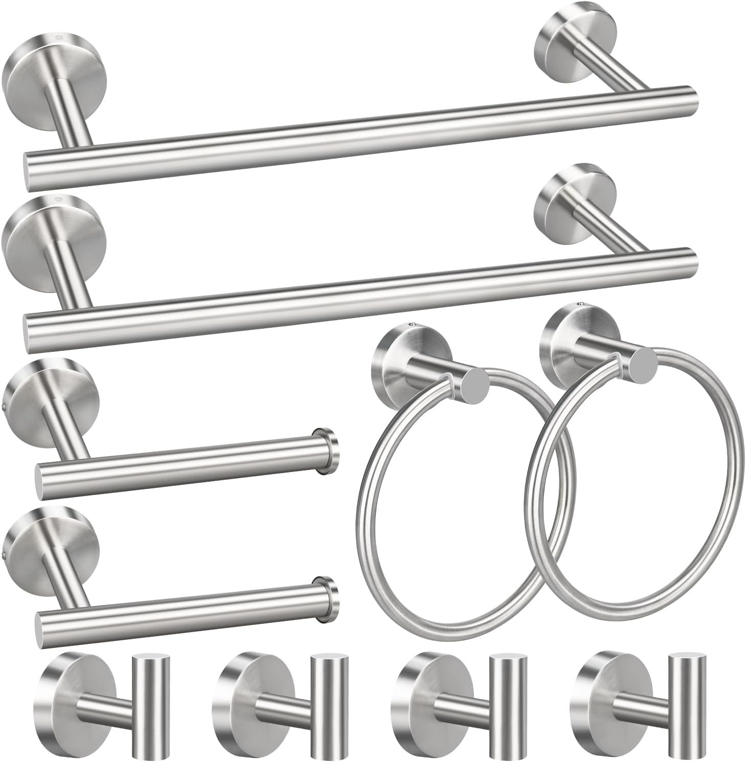 Brushed Nickel Stainless Steel 10-Piece Bathroom Hardware Set