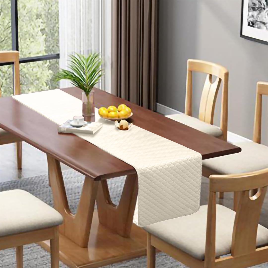 Homerz Premium Velvet Runner for 6 Seater Dining Table, 12x72 inch Size (Beige)
