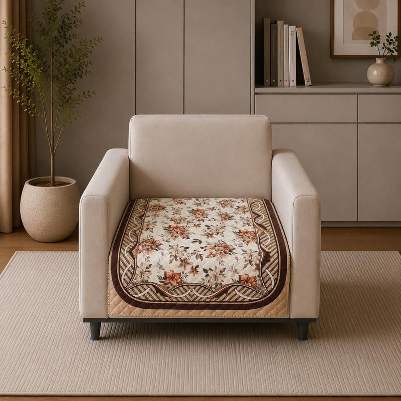 Image of Nendle Quilted Customisable Digital Printed Sofa Mat Cover with Fixed Seat Depth of 36 Inches | Premium Velvet Fabric Furniture Protector for Custom Fit