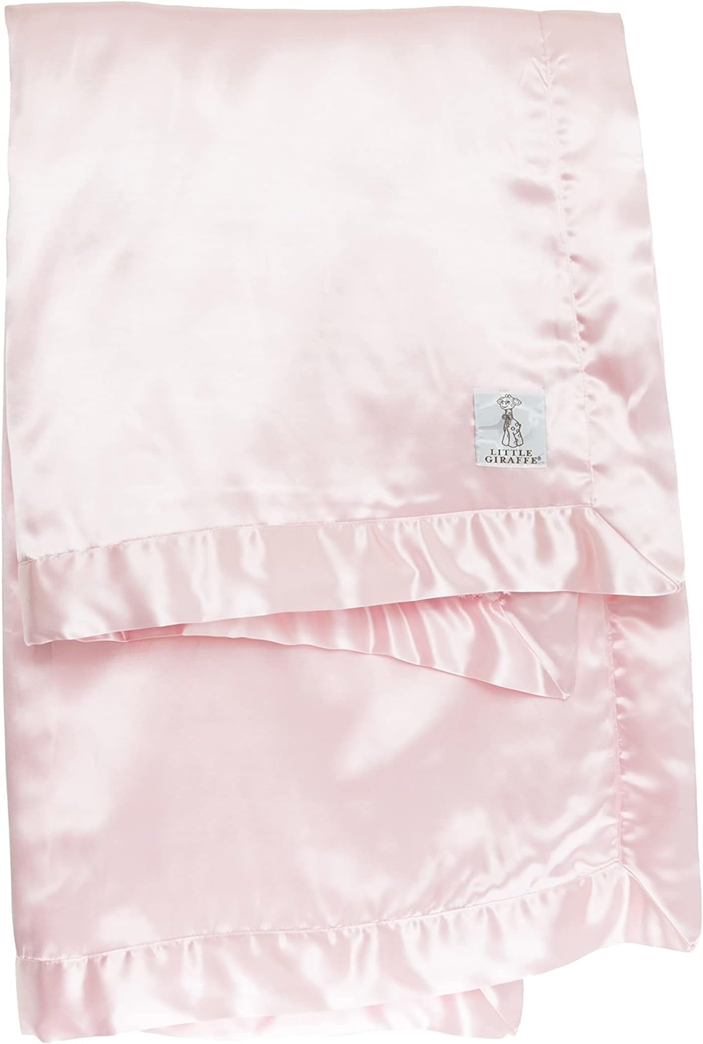Little Giraffe Chenille Satin Baby Blanket 35" x 45", Pink