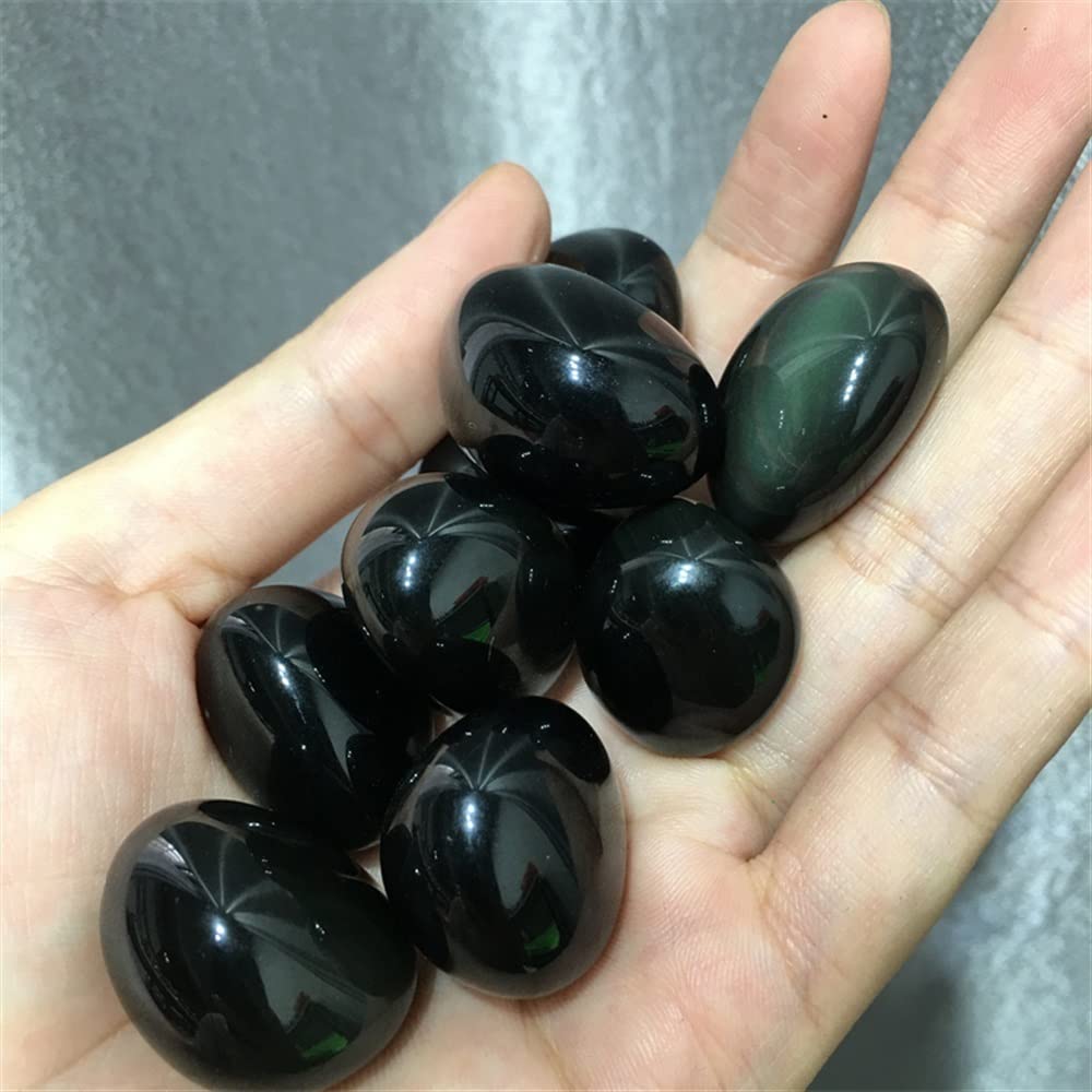 Natural Magic Natürliche Kristalle Regenbogen Schwarzer Obsidian Felsquarz Trommelstein Kristallkies for Weihnachtsdekoration Voller Textur