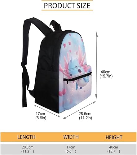 Miniatura 6 de FOR U DESIGNS Axolotl - Mochila personalizada para niñas de 10 a 12 años, con nombre personalizado, mochila escolar de 15 pulgadas, soporte