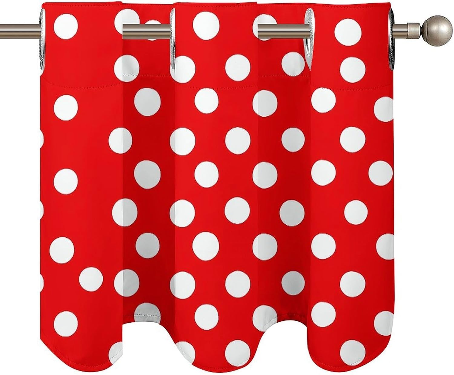 Red and White Polka Dots 2 Pack Valance Curtains Window Treatments. Adjustable Curtain with Rod Pocket.Cafe Curtains is Half Curtains for Privacy Decorative 52x18.1 Inch.