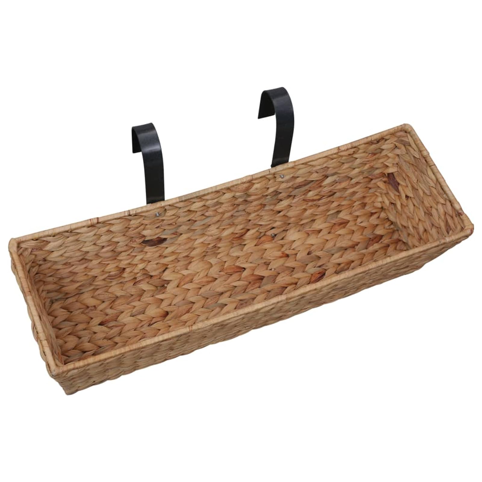 Gecheer Blumenkasten, 2er Set aus Wasserhyazinthe mit abnehmbaren Kunststoff-Innentöpfen und Metallrahmen, Balkonkasten für Zimmerpflanzen und Blumen für den Innenbereich