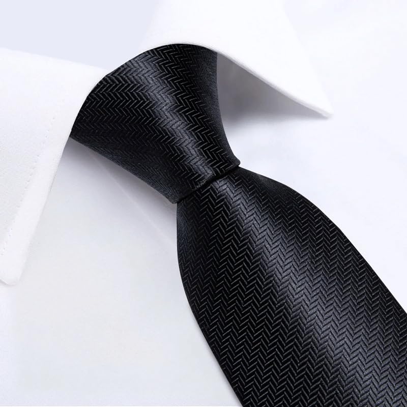 Corbata formal para hombre y mujer, set con pañuelo y gemelos miniatura 4