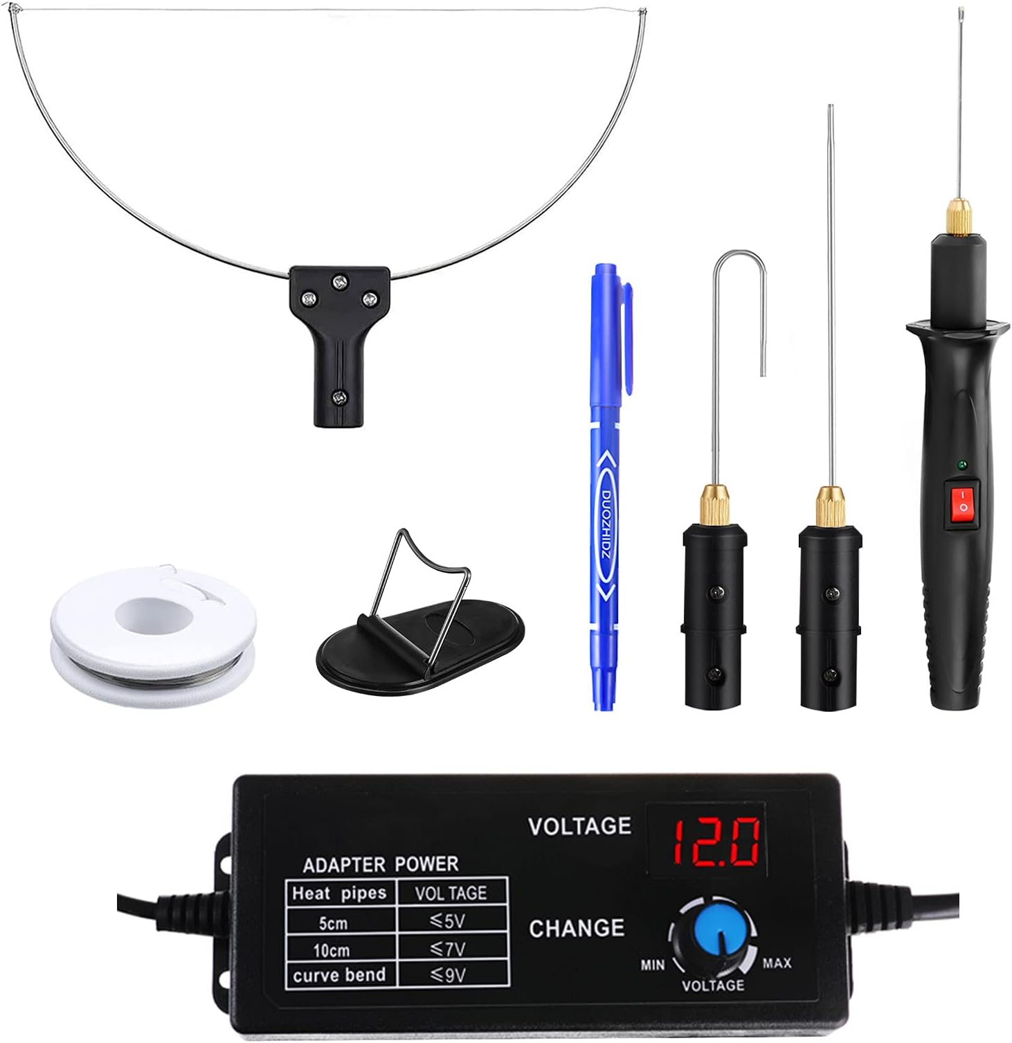 4 in 1 Foam Cutter Set with Digital Voltage Controller, GOCHANGE Electric Cutting Machine Pen Tools Kit, 100-240V /18W Styrofoam Cutting Pen with Electronic Voltage Transformer Adaptor