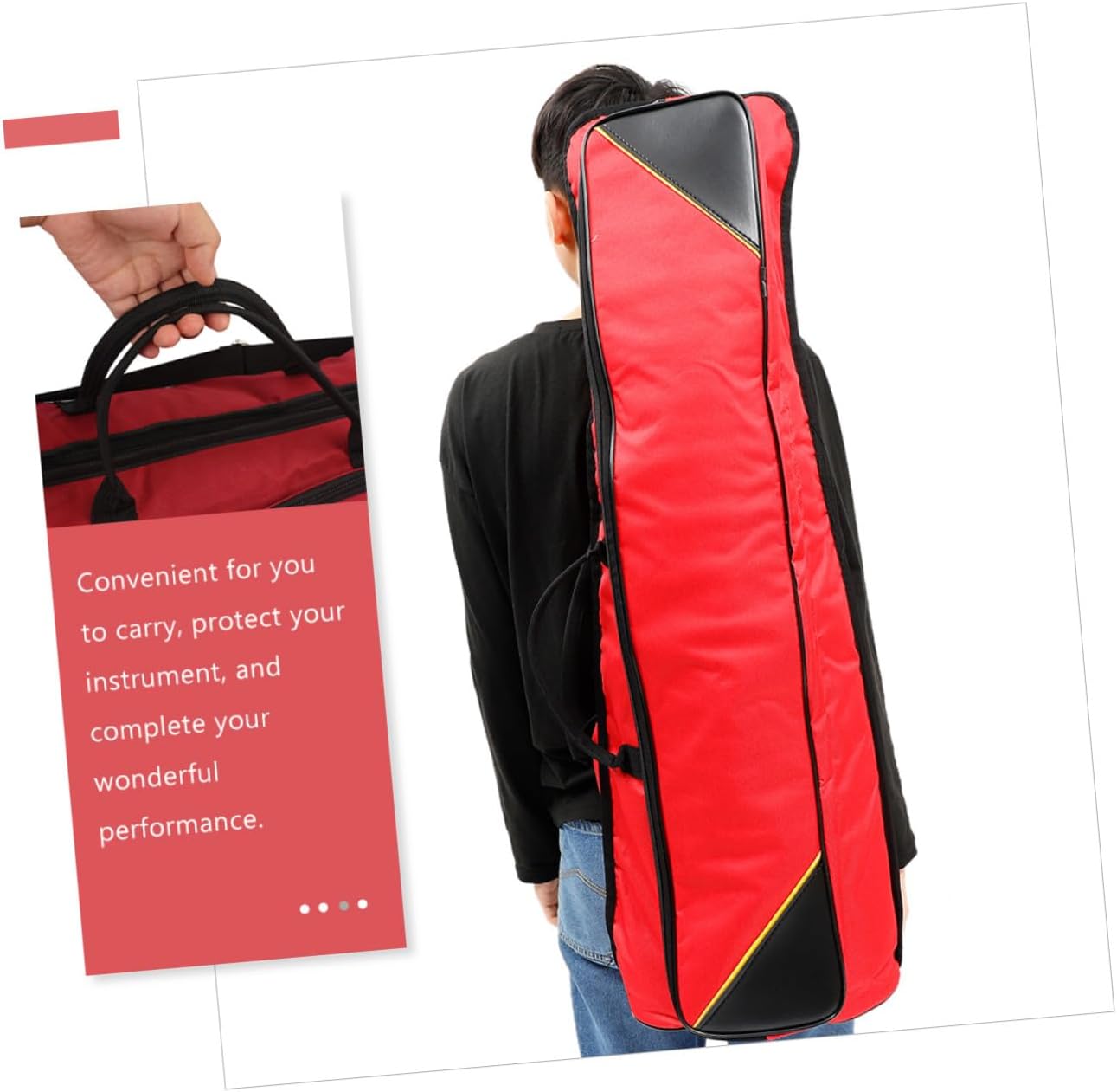 Thickened Oxford Cloth Trombone Bag Portable Musical Instrument Storage Case with Front Pocket for Tenor Trombone Players