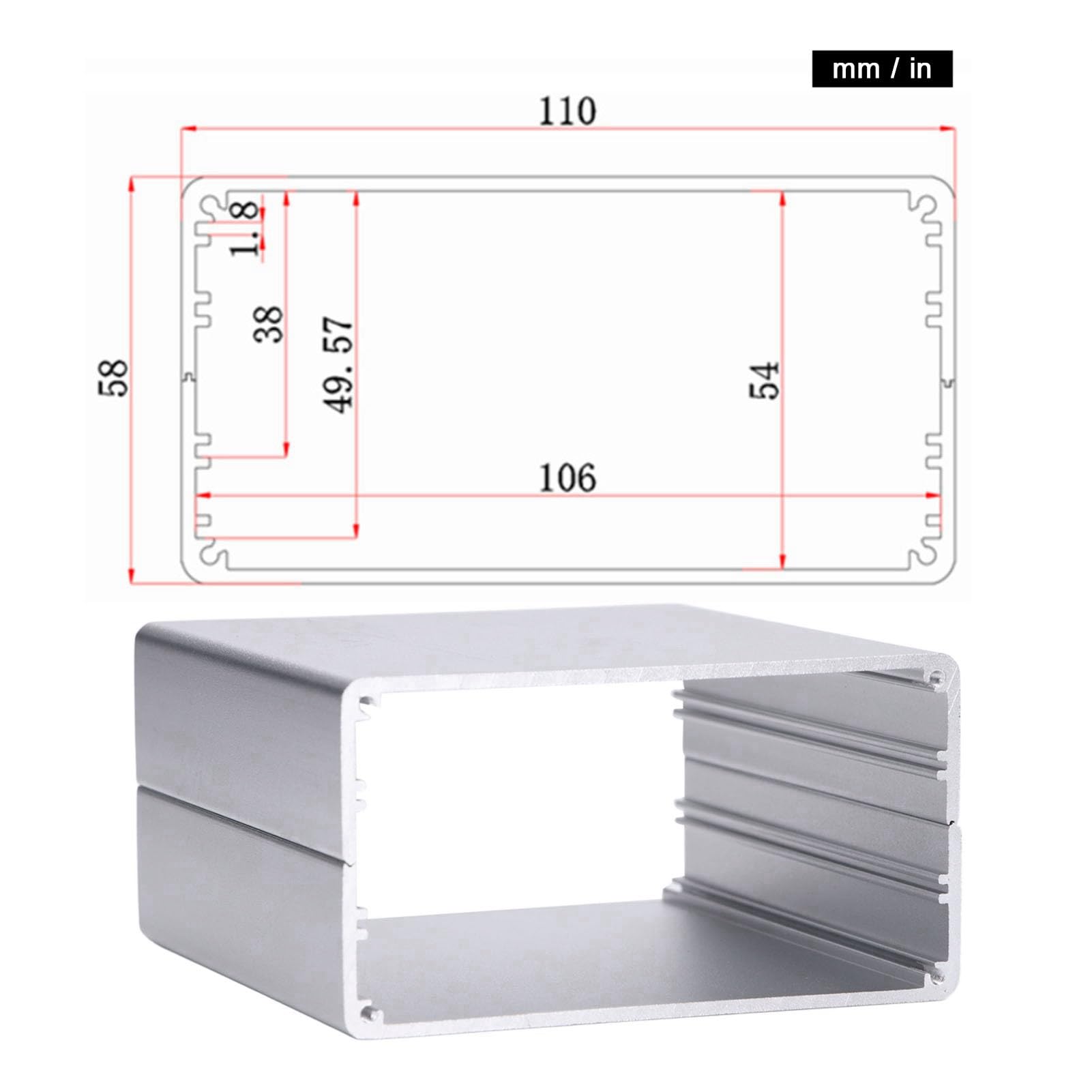 Boîtier en aluminium argenté, boîtier PCB en aluminium, boîtier en métal, boîtier vide – 4,3 x 4,3 x 2,3 cm (L x l x H)
