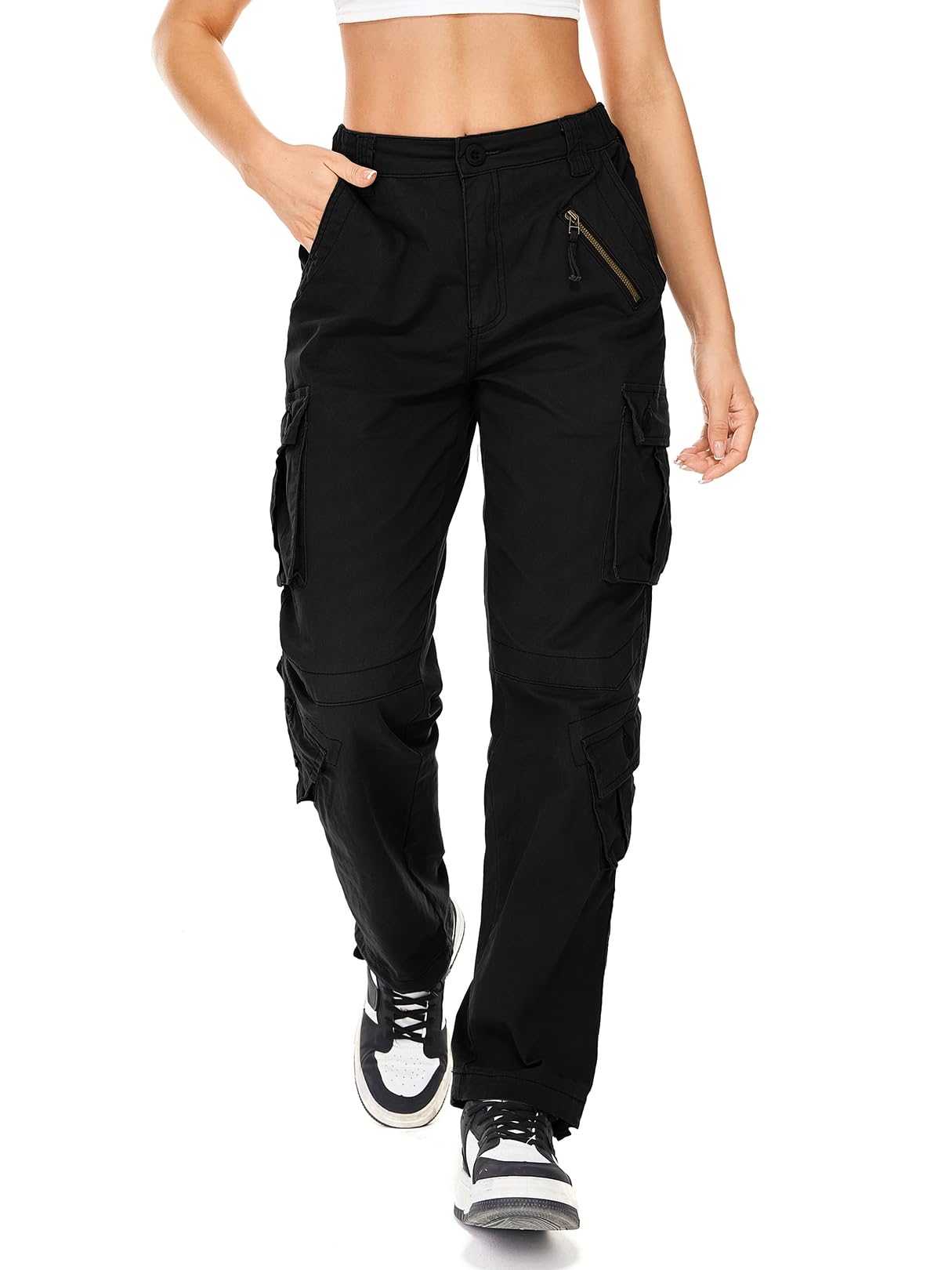 Womens Cargo Pants Army Combat Work Pants with 8 Pockets Casual Cotton Ripstop Construction Pants