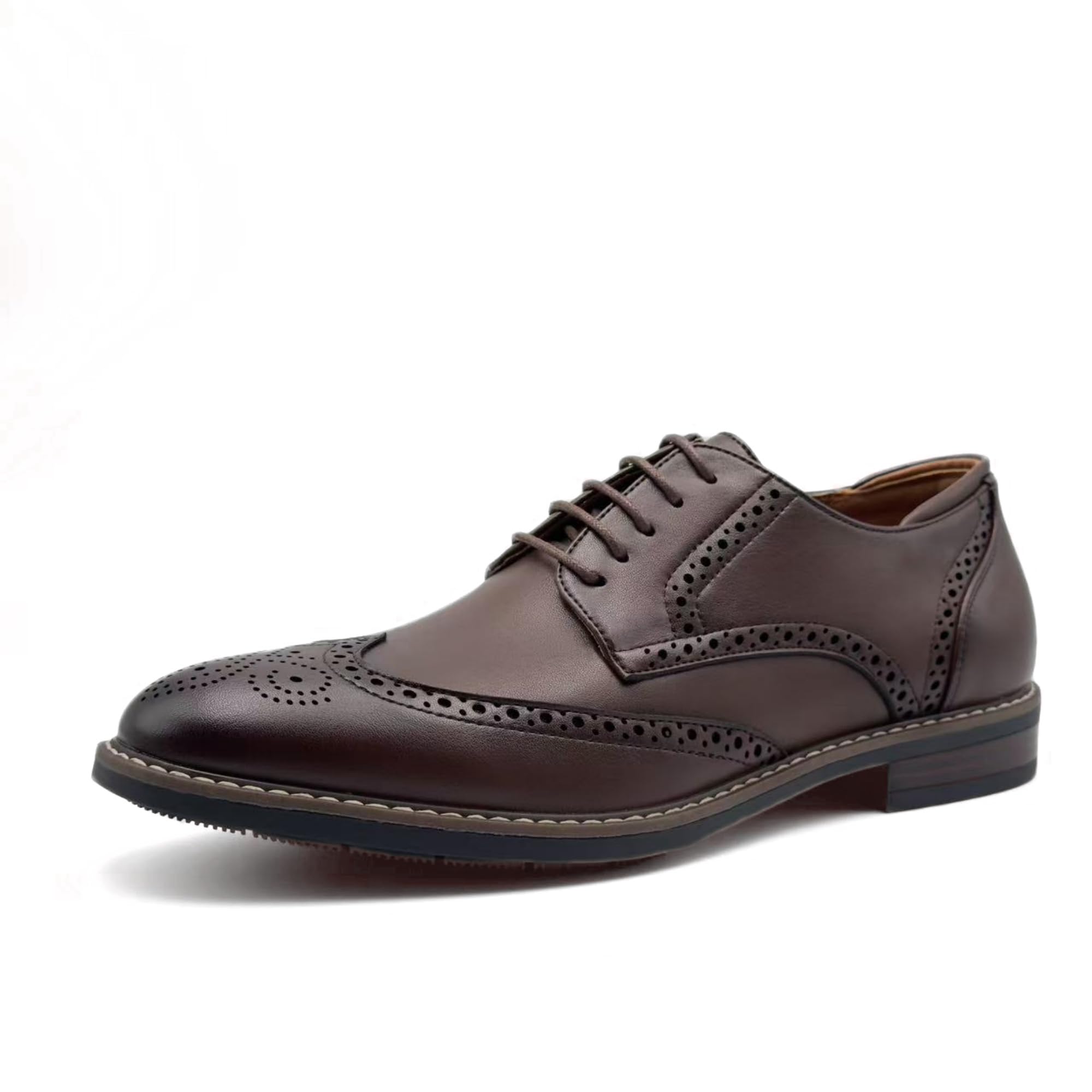 Finishing & Sewing Scarpe da uomo con punta ad ali stile classico brogue, scarpe stringate Oxford