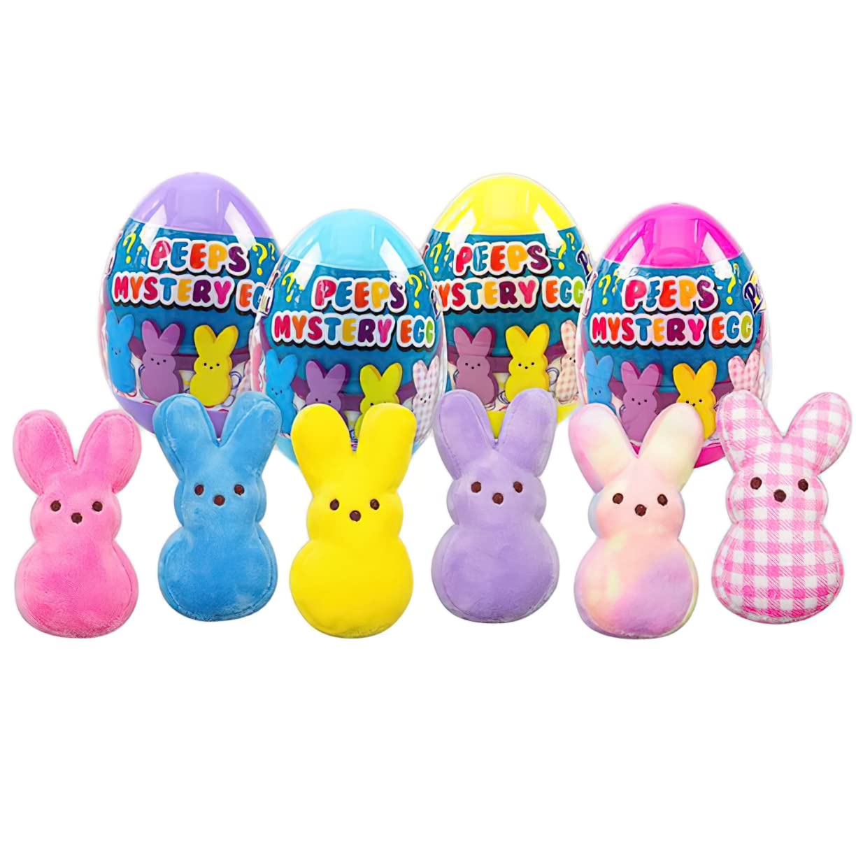 Peeps Bunny Easter Gift Set Plush Stuffed Toy Headband & Eggs Easter Decoration (4.5 Inch (One Egg), Multi Peeps Bunny Mystery Egg)