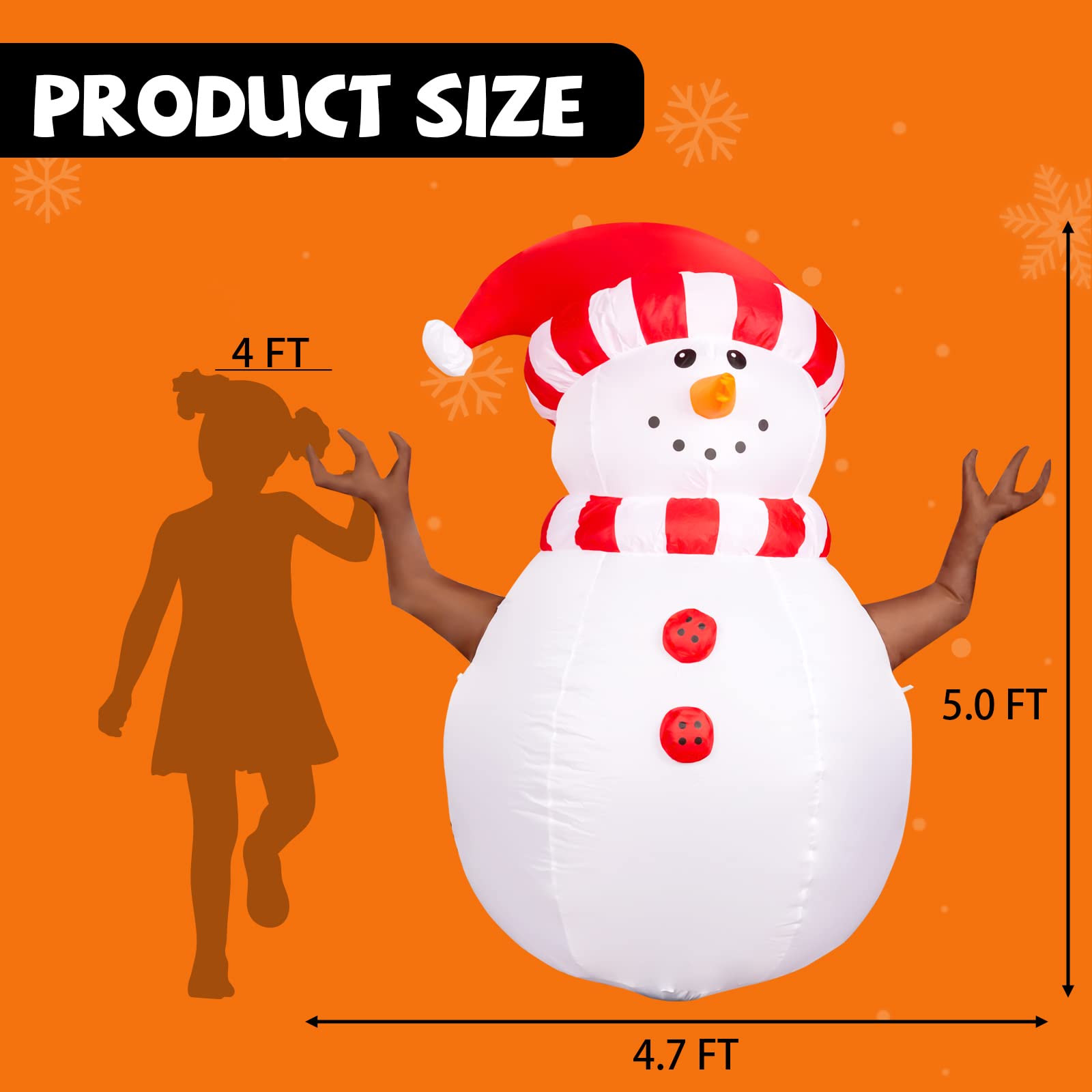 COMIN Christmas Inflatables Snowman Outdoor Decorations 5FT, Blow up Snowman Yard Decoration with Built-in LEDs, Holiday Decor for Christmas Indoor Outdoor Yard Lawn Garden Patio