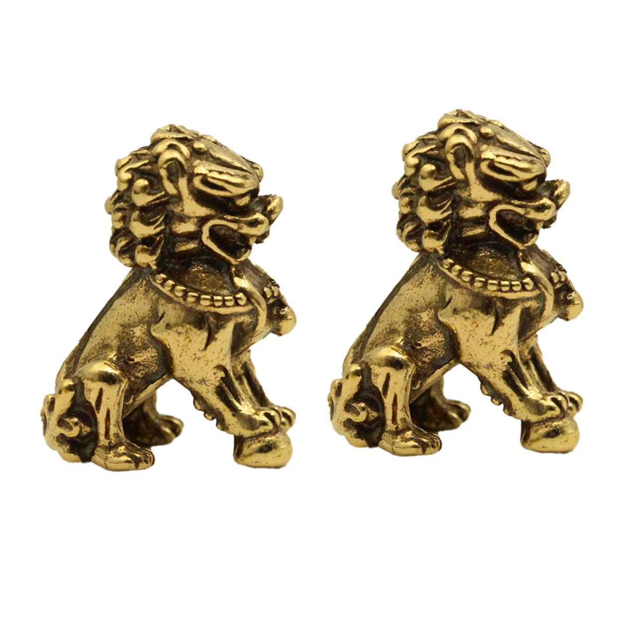 Cabilock 2pcs Lion Model Ornaments Key Fob Desktop Lion Adornment Retro Desktop Turtle Chinese Decor The Office Decor Creative Brass Decor Small Lion Statue Lion Desktop Decoration Golden