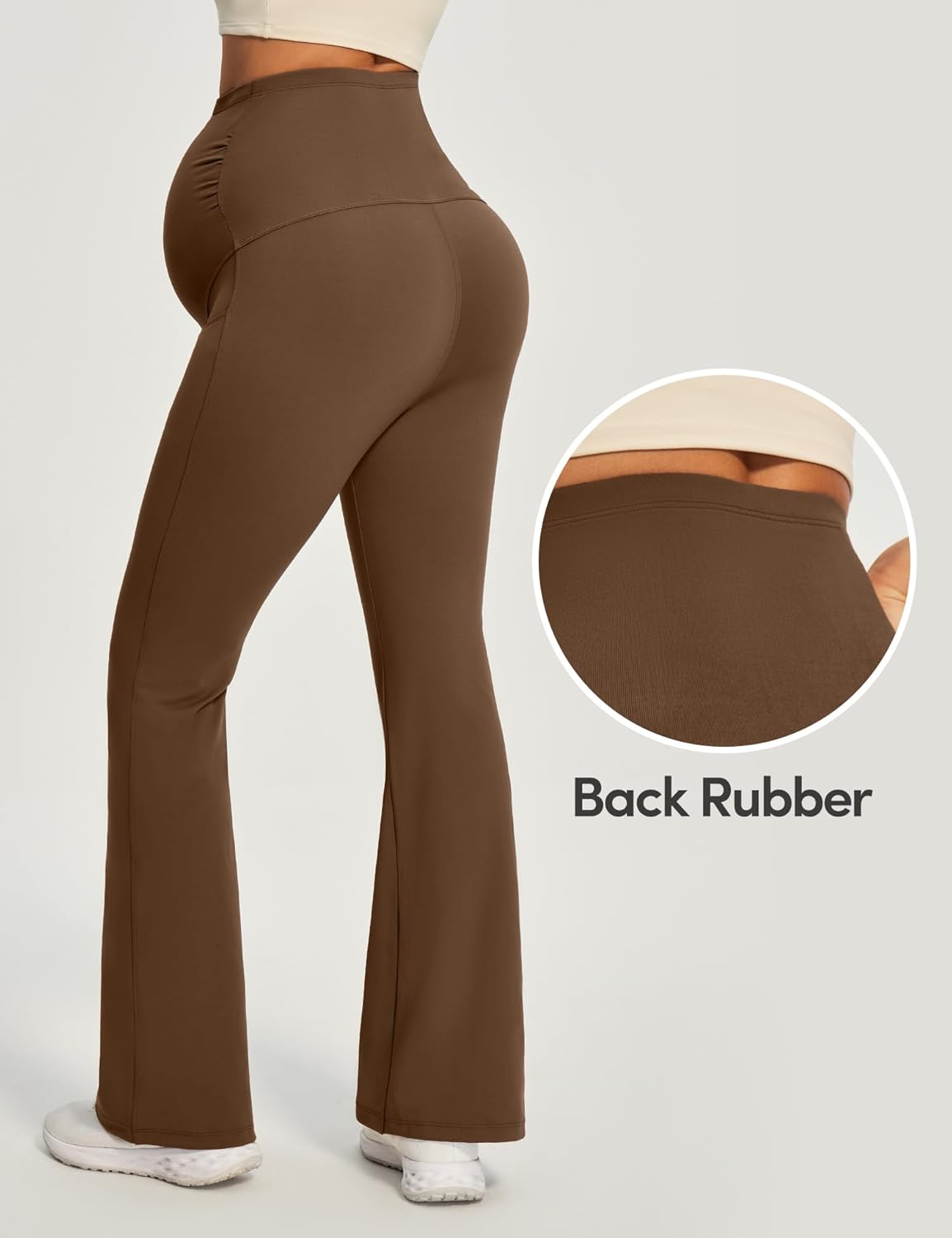 IUGA Maternity Yoga Pants for Work Maternity Flare Leggings for Women with Pockets Soft Pregnancy Over The Belly - Image 3