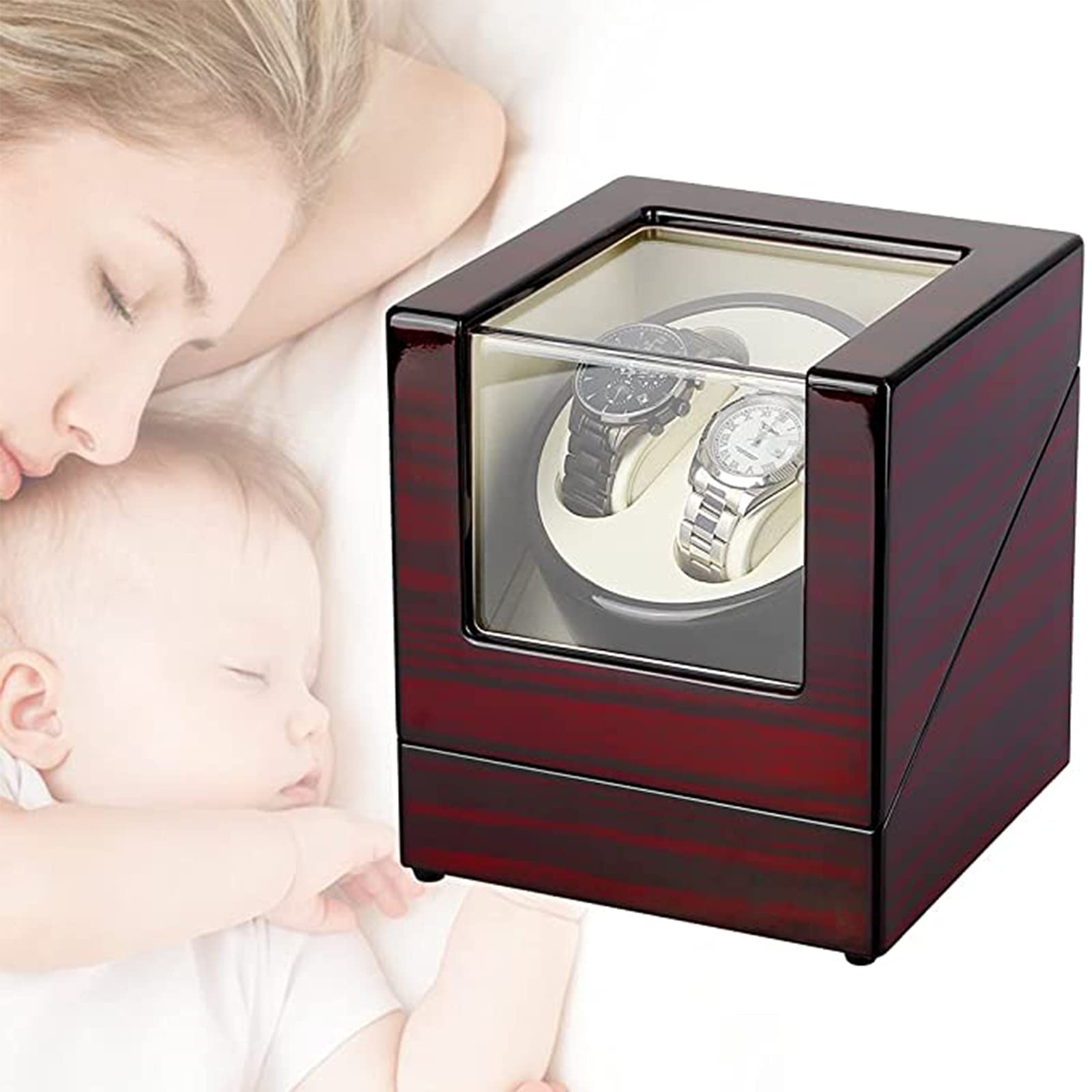 Uten Caja Giratoria Automática para Relojes, Watch Winder Madera de Reloj de Pulsera, con Motor silencioso, Regalo de San Valentín