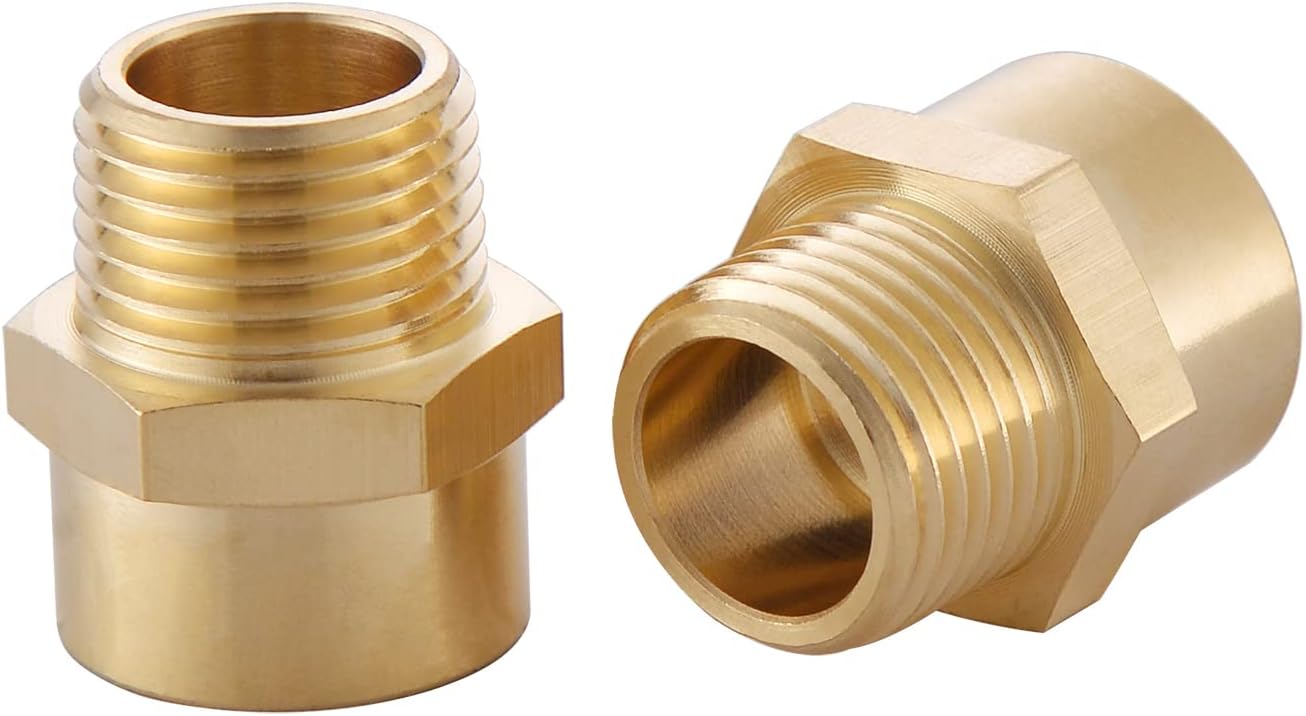 2 Pack 1/2" G (BSP) Female Thread to US 1/2" NPT Male Thread Pipe Fitting,Brass Pipe Fitting Adapter,G to NPT Adapter 1/2 Inch