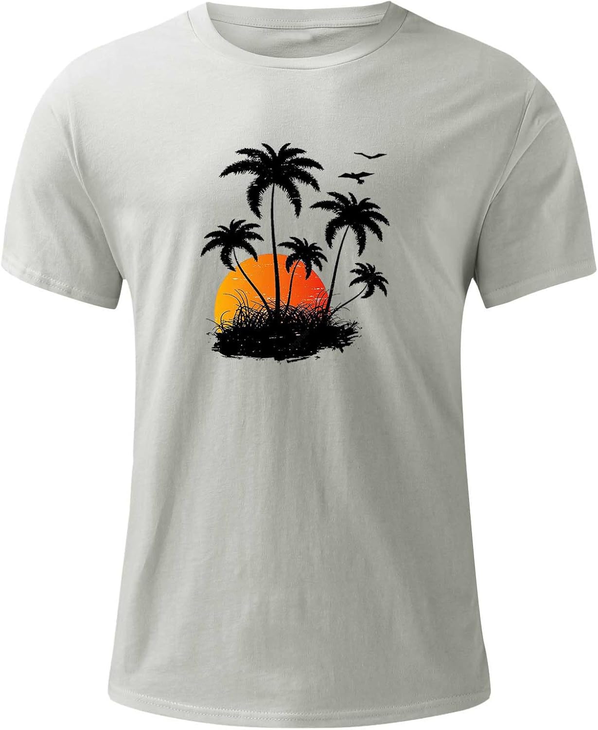 Muscularfit Mens Shirts Casual Stylish Short Sleeve Crew Neck Palm Tree Graphic Tees Loose Sport Big and Tall Muscle Shirt