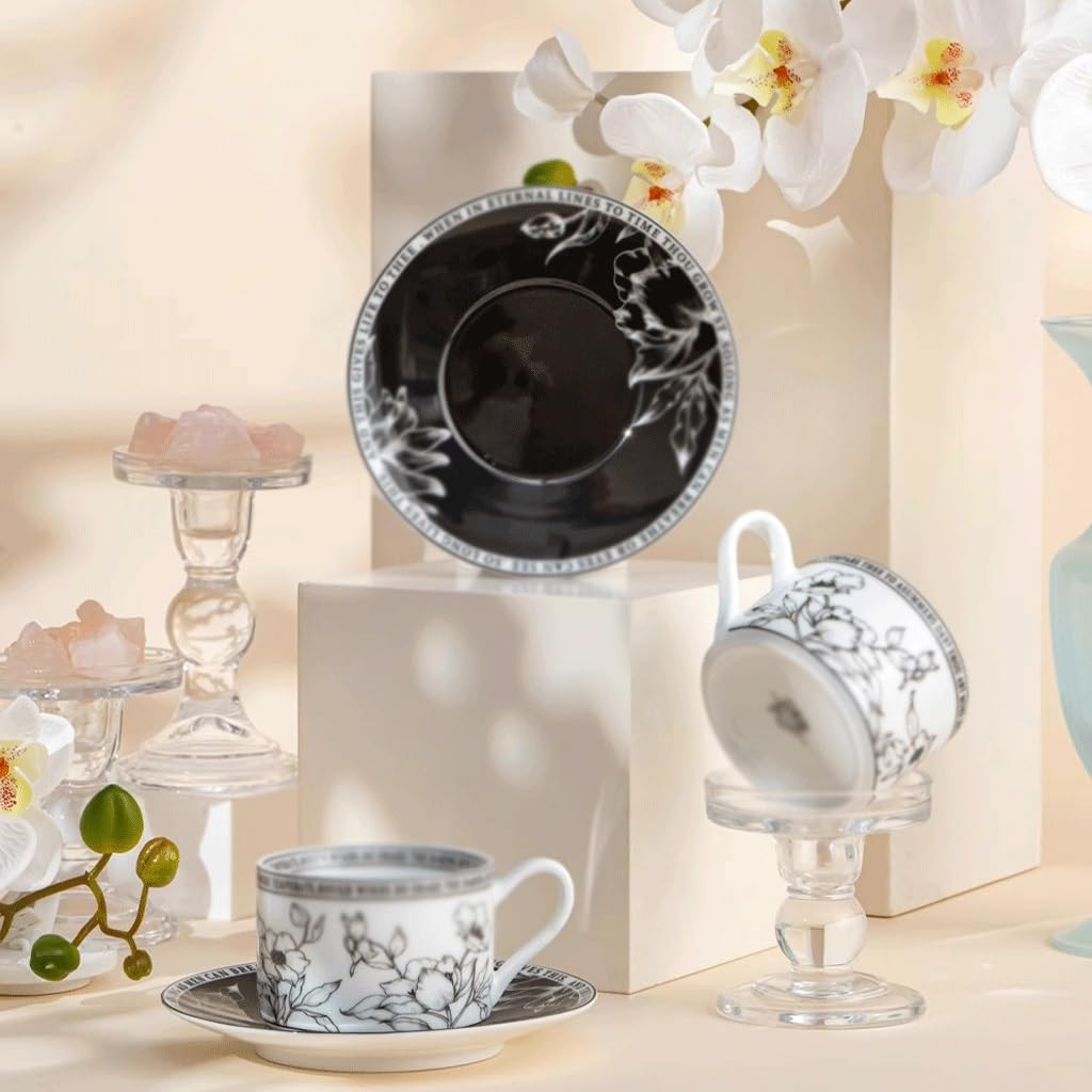 ENGENDER Tazas Cafe Taza De Café Esmaltada Cerámica con Platillo For Beber En Casa Y Uso La Oficina Mug Cups