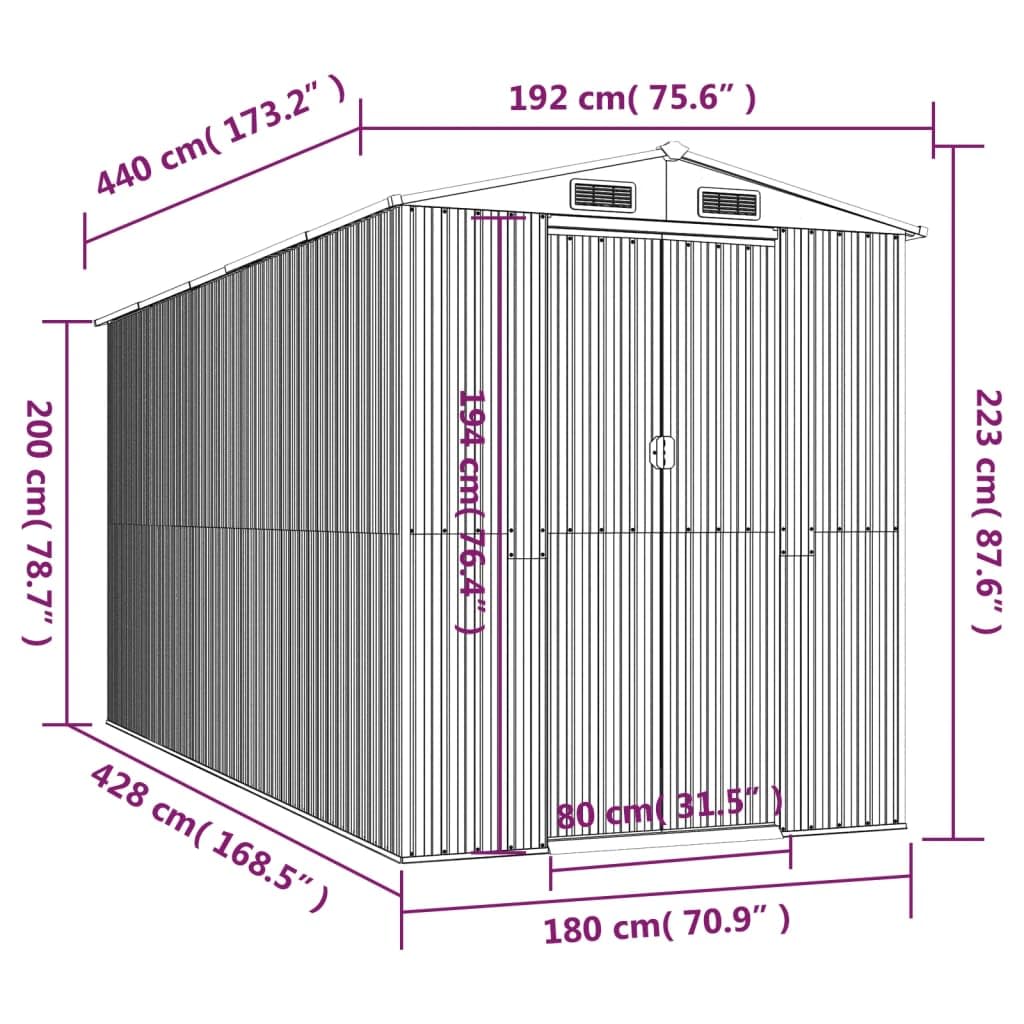 Générique Abri de Jardin Vert 192x440x223 cm Acier galvanisé,Maison & Jardin,Pelouses & Jardins,Vie en extérieur,Structures extérieures,Cabanes & abris de Jardin,3147430