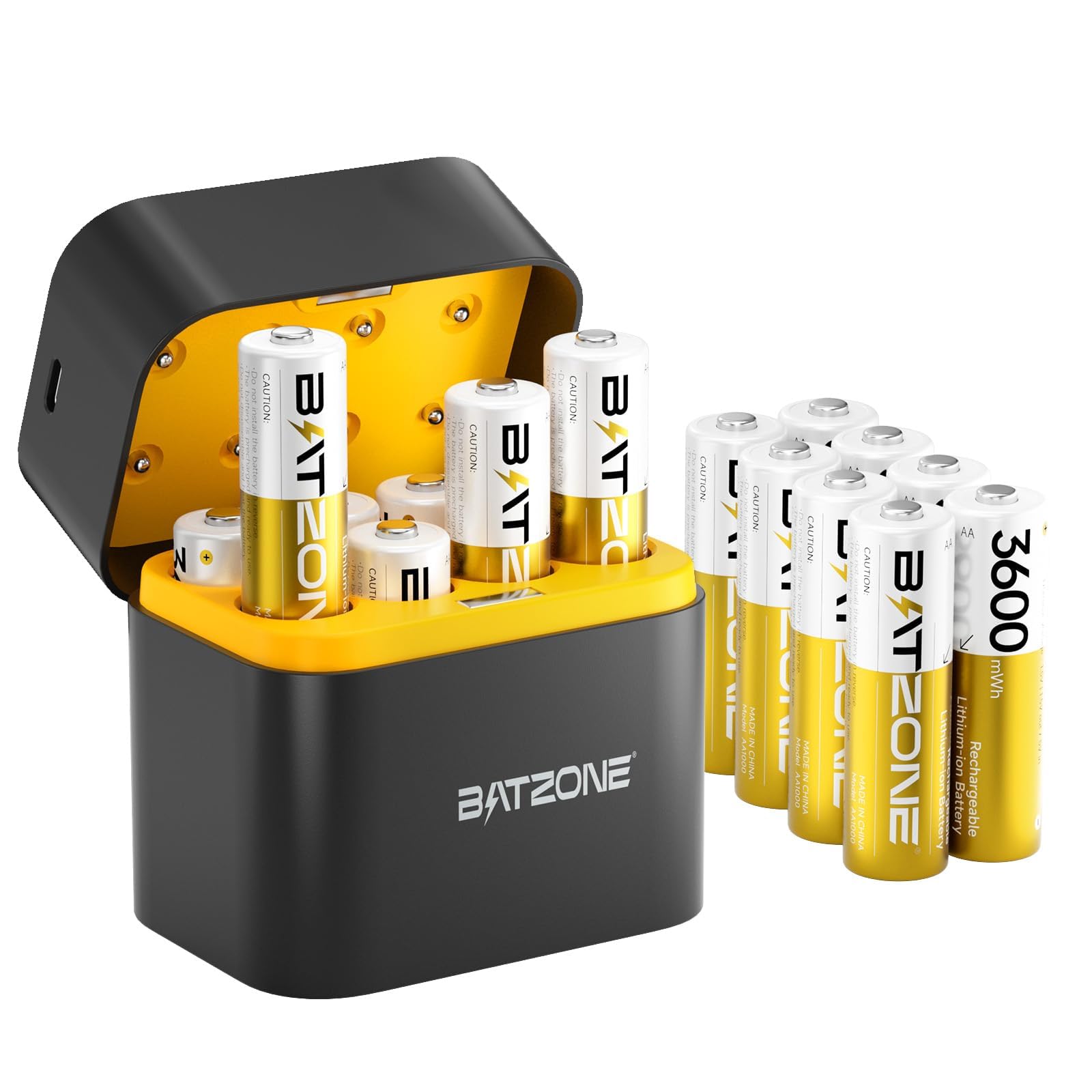 Rechargeable aa Batteries Lithium 16 Pack with Fast Charger,3600mWh High Capacity aa Lithium Batteries,1.5V，Constant Output Li-ion Double a Batteries Cycle Times up to 2000x(Charger +16Pack-3600mWh)