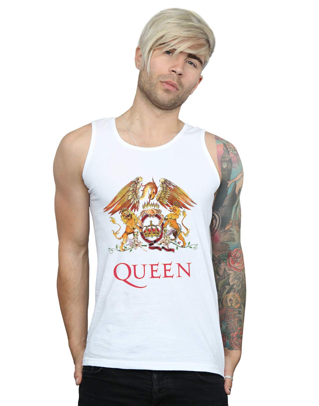 Absolute Cult Men's White Queen Crest Logo Vest XX-Large