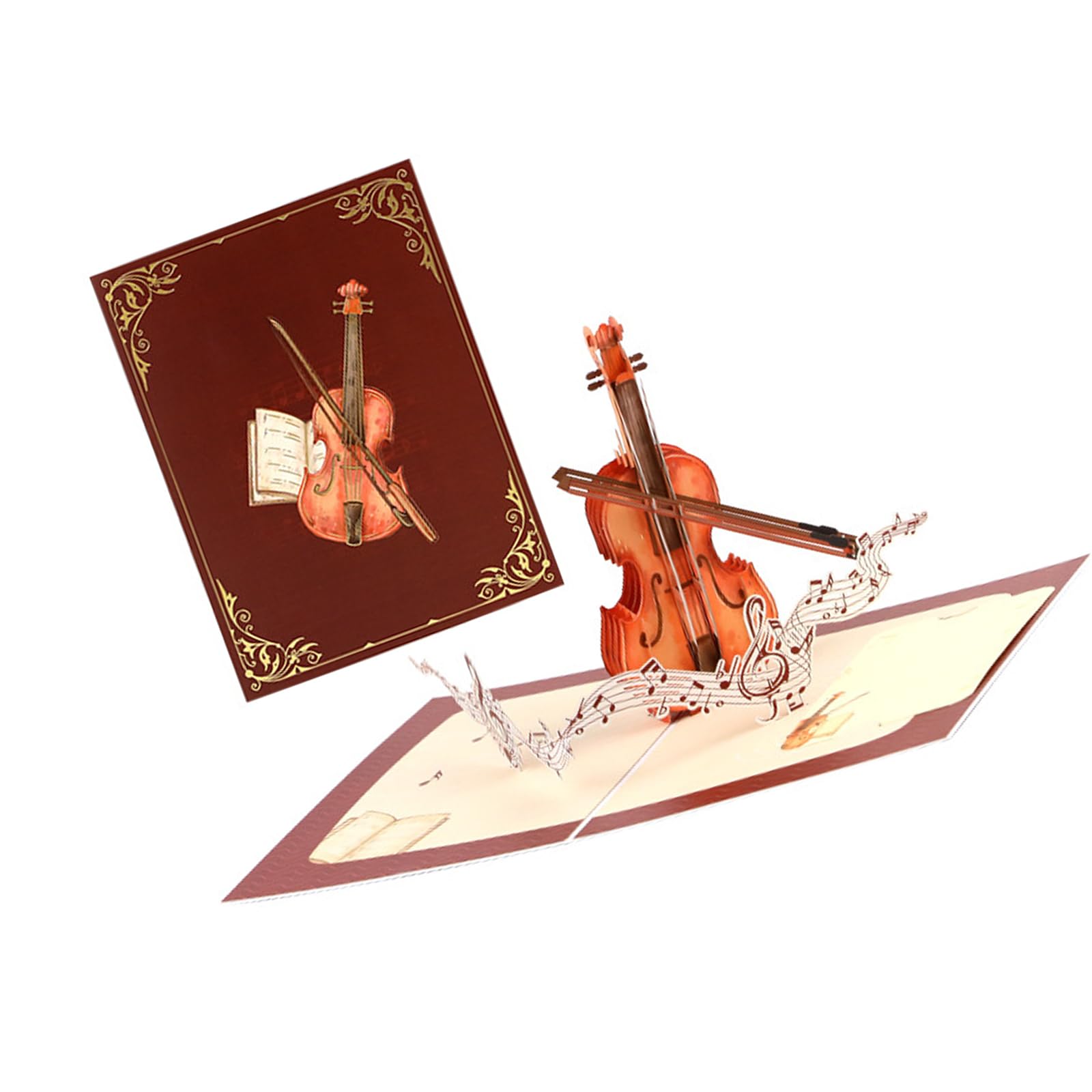 Ljmyy 3D Musical Instrument Greeting Card Handmade Paper Carving Violin Greeting Card For Birthday Wedding Mothers Day