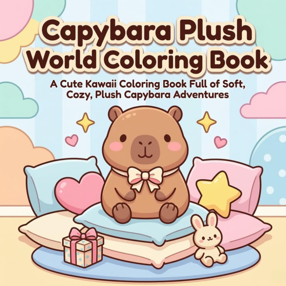 Capybara Plush World Coloring Book: A Cute Kawaii Coloring Book Full of Soft, Cozy, Plush Capybara Adventures