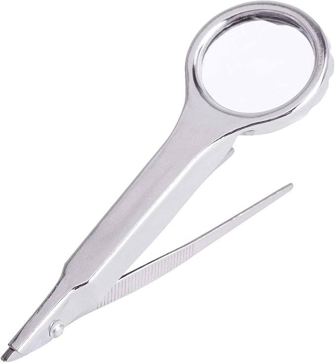 Tweezers with Magnifying Glass Magnifier Stainless Steel