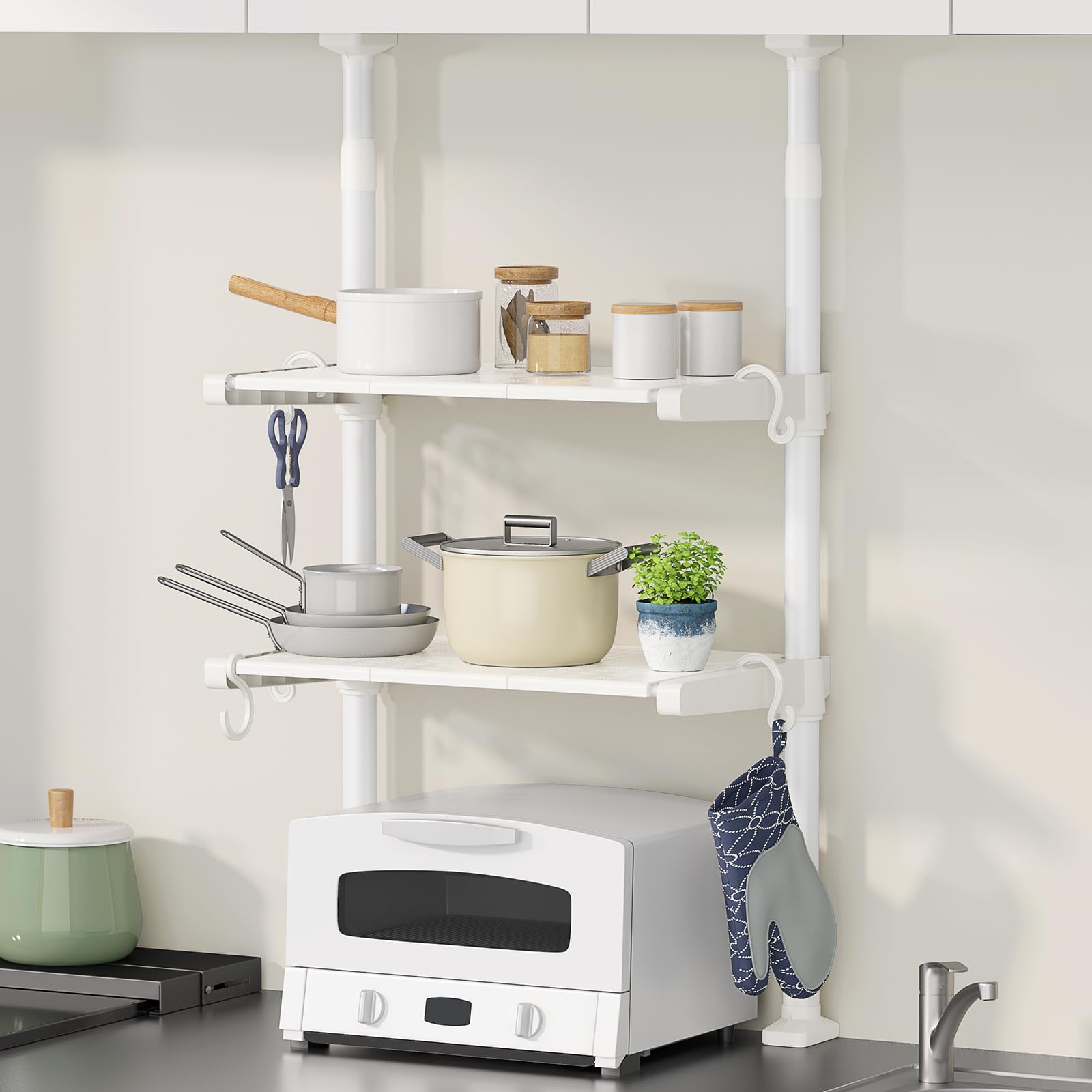 Amazon.co.jp: TKUIN 突っ張りキッチンラック 棚 2段 幅40