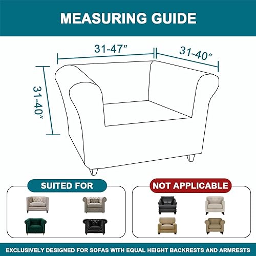 Miniatura 6 de Turquoize Fundas elásticas para silla de sala de estar, 1 pieza, funda para silla, suave y antideslizante, con tela jacquard gruesa, protector de