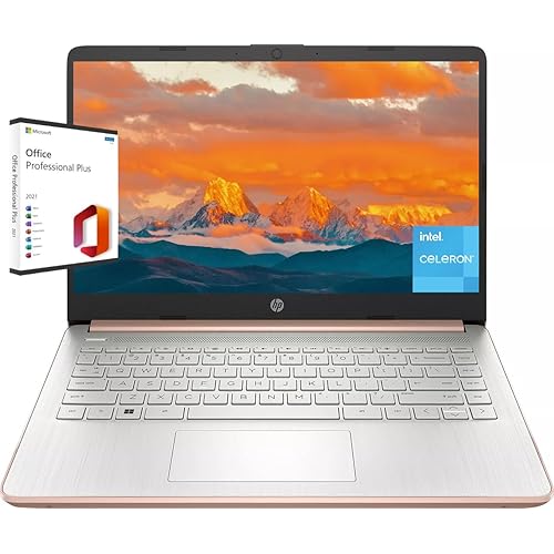HP 14" Ultral Light Laptop Computer - with Microsoft Office Lifetime License, 16GB RAM, 384GB Storage(128GB eMMC+ 256GB microSD), Intel Quad-Core N4120, Anti-Glare HD Display, Webcam, Win 11 S Mode