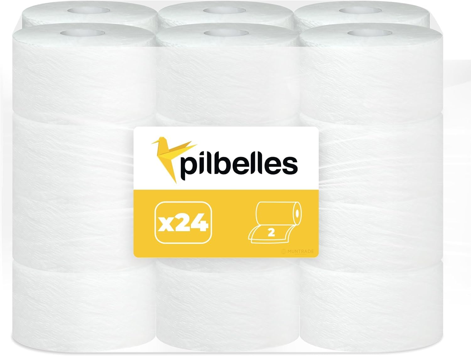 Papier Toilette Jumbo - 24 Rouleaux (12x2), 2 Plis, 95m/Rouleau