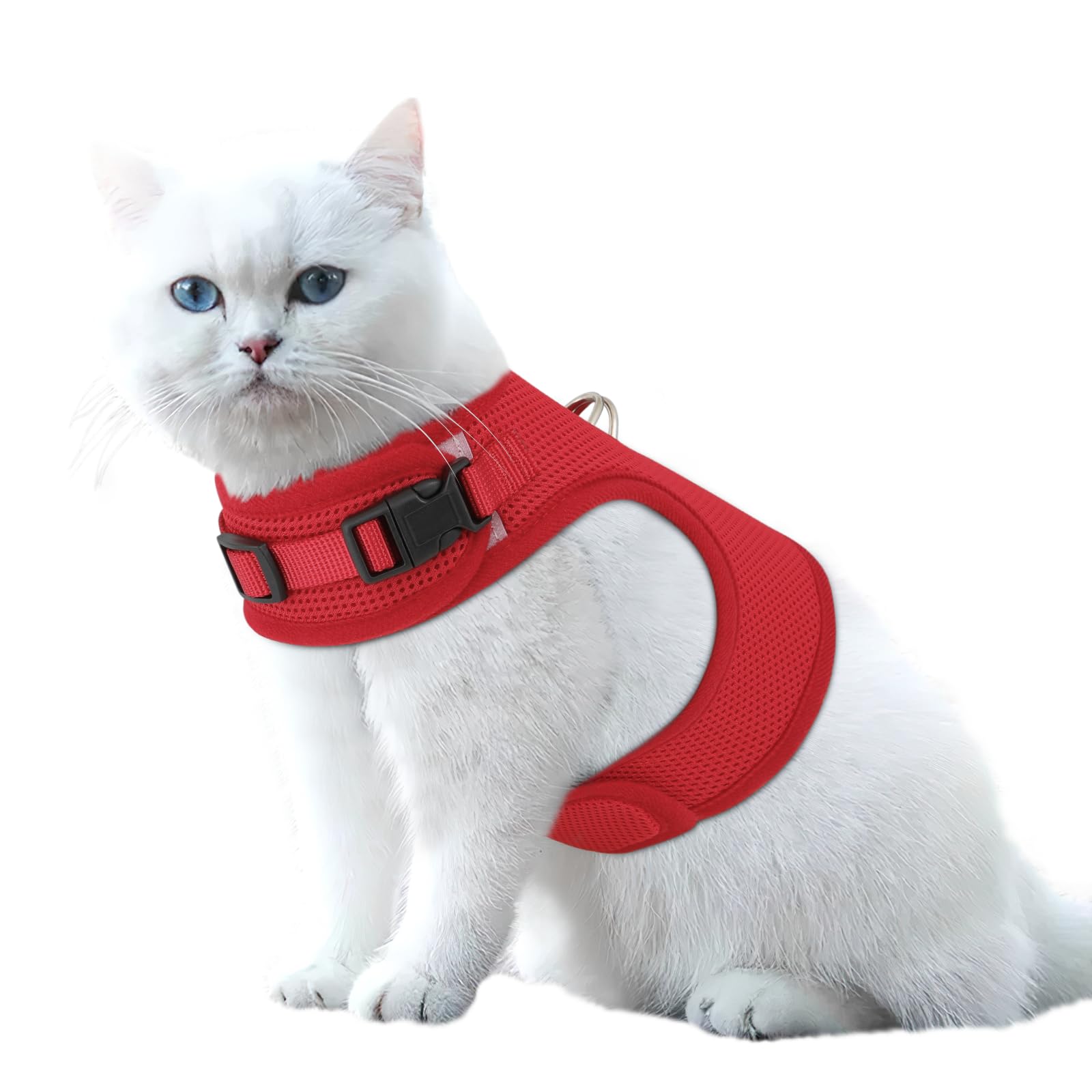 MoNiBloom Soft Cat Harness for Walking Escape Proof and Travel, Kitten Adjustable Breathable Vest Harness - Red, M