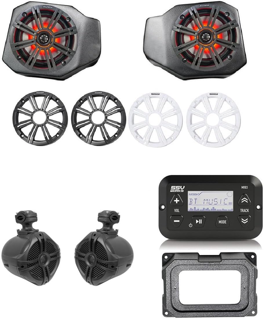 Bundle: (2) KICKER 45KM654L 6.5" Altavoces LED con Recintos y Altavoces