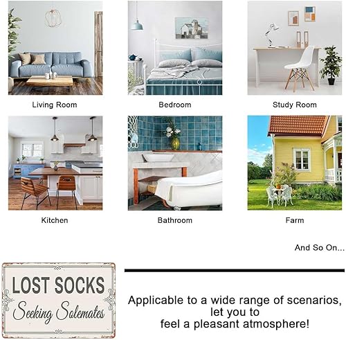 Miniatura 2 de Letrero de metal retro Lost Socks Seeking Solemates, póster de arte de texto, decoración de pared del hogar, para dormitorio, sala de estar, bar,