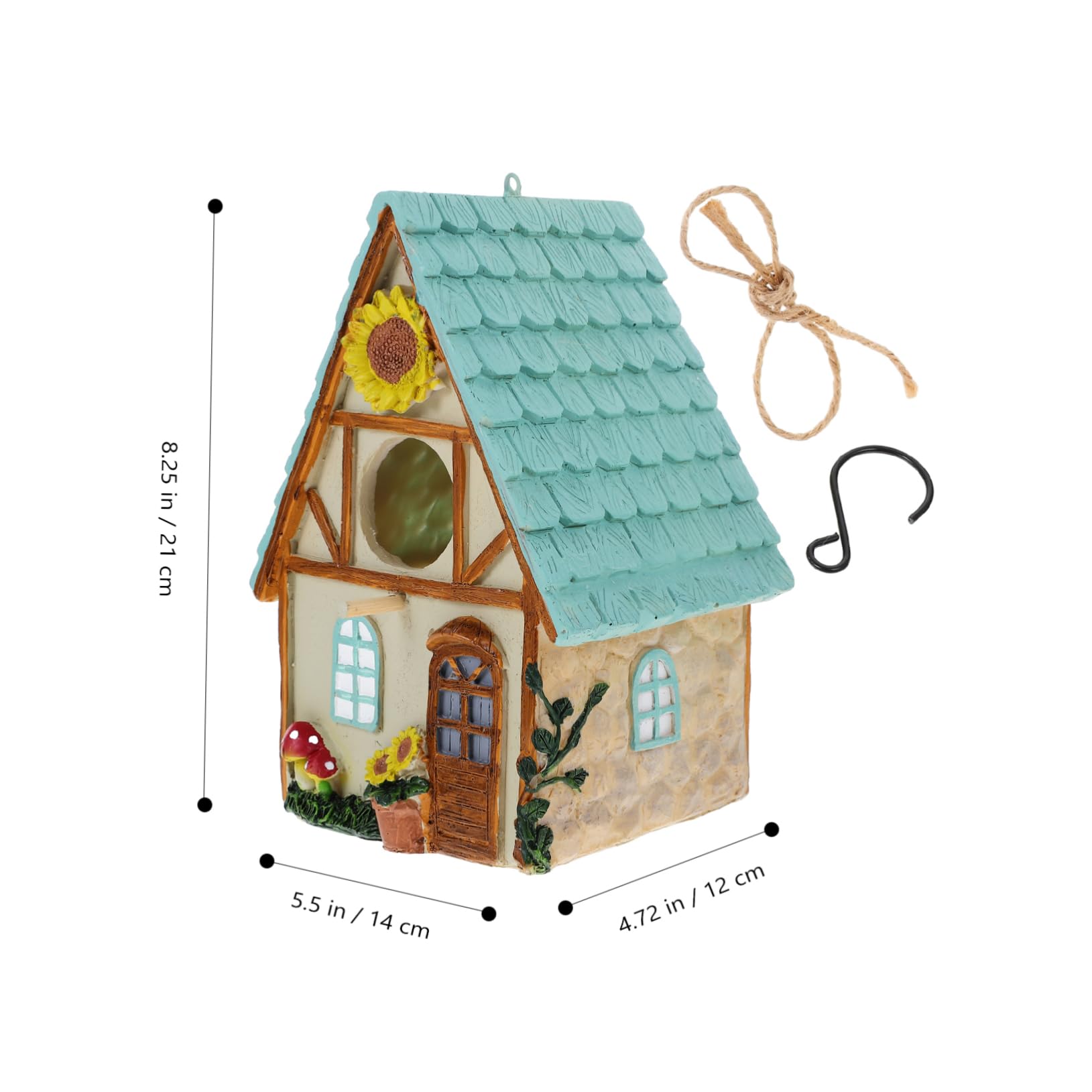 Abaodam Casa Nido Decorativa Colgante de Resina para Cría de Aves | Apta para Alondras y Aves Pequeñas, Uso en Jaula o Exterior, Diseño de Casita Sencilla y Elegante