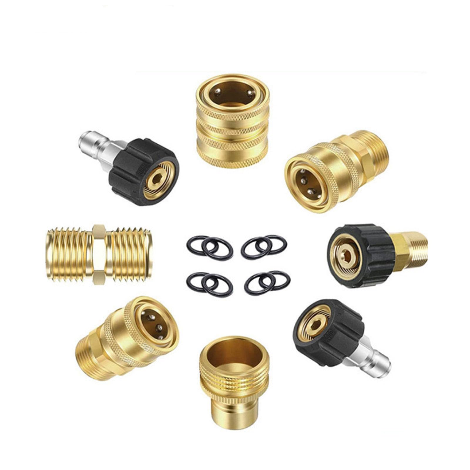 Kit de 8 Raccords Rapides pour Nettoyeur Haute Pression, Adaptateurs M22 14 mm, 3/8" et 3/4", Compatibles avec Buses et Tuyaux Canon