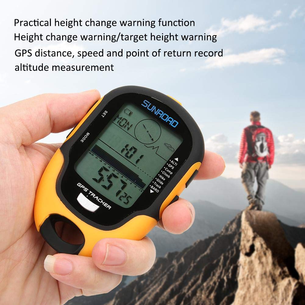 GPS-Barometer 8 in 1 Elektronischer Höhenmesser GPS-Multifunktionsmessgerät für Outdoor mit Temperatur, Luftfeuchtigkeit, Uhrzeit, Datum, Wecker, LED-Taschenlampe, IPX4 wasserdichte