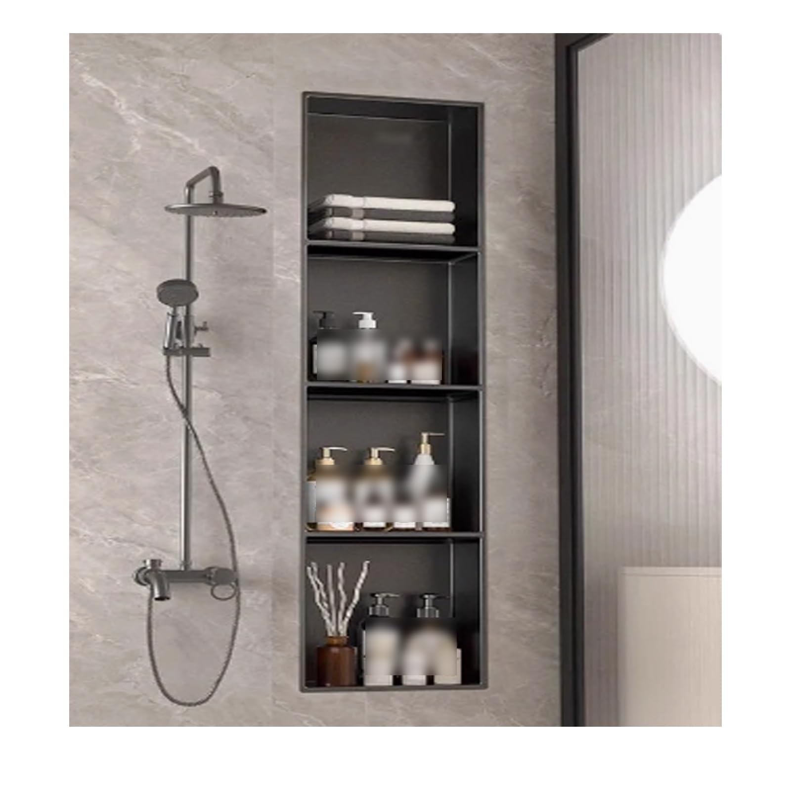 AYCDL Stainless Steel Shower Wall-Mounted nizer Waterproof Shelf for Shower or Kitchen Durable and Functional Design Space-Saving Storage Solution,Nero-120 * 28cm