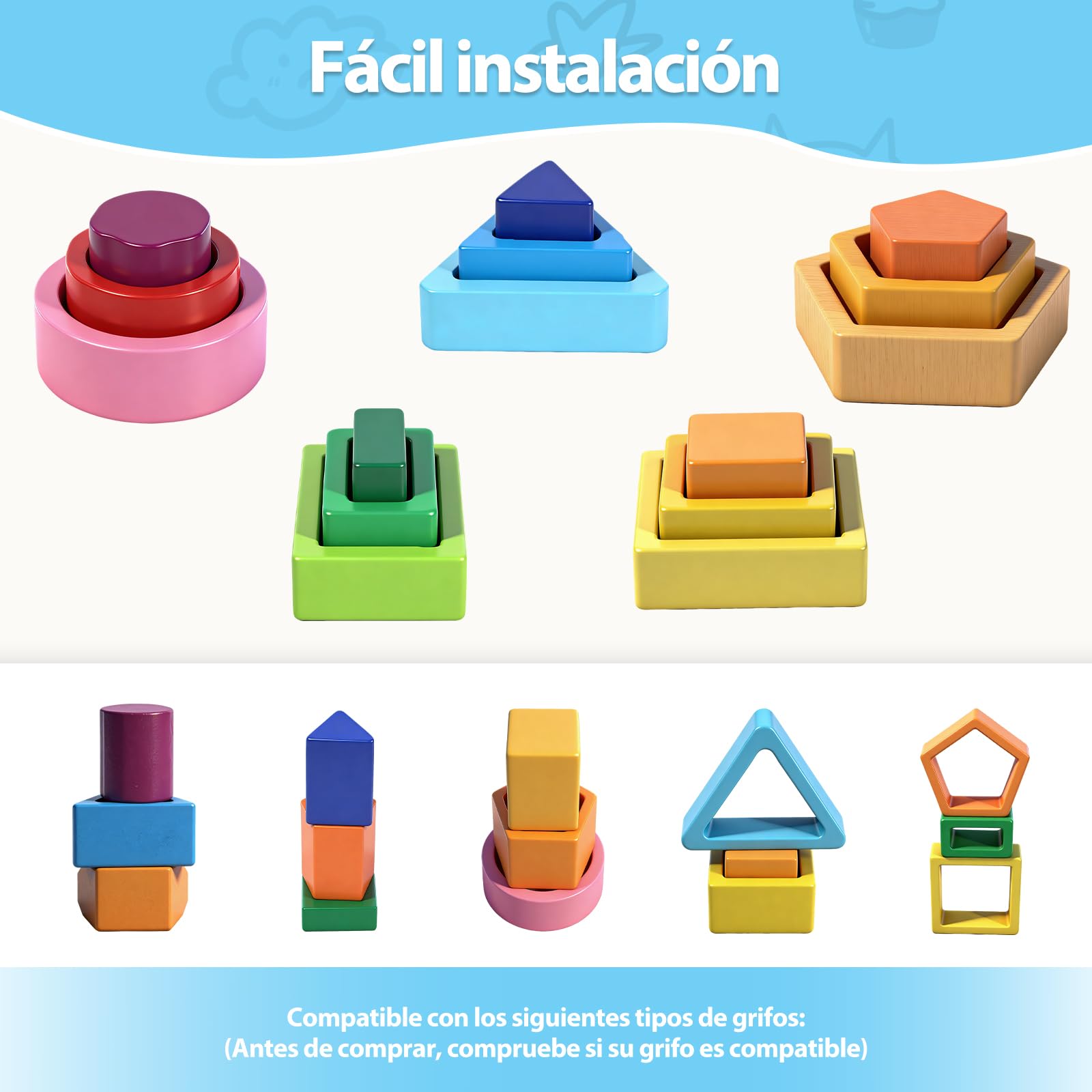 Juguetes Montessori Para Niños De 1 a 2 a 3 Años, Juguetes Para Apilar Y Clasificar, Torre De Clasificación De Madera, Juguetes Educativos De Formas Y Colores, Regalos Para Niños Y Niñas De 1 a 3 Años — view 6