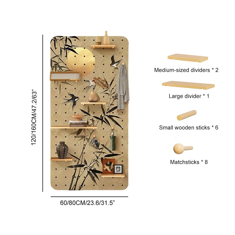 Organizador de herramientas de tablero perforado, paneles de almacenamiento y exhibición de madera, kit versátil de gancho de pared para cocina, sala de estudio, garaje