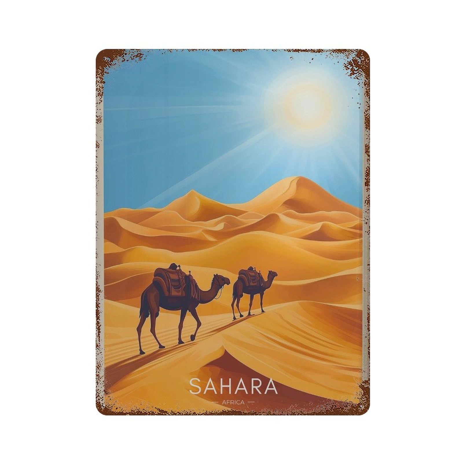 xiaoxiaoshen Sahara Desert Travel Africa Wall Decor Art Metal Tin Poster Modern Home Decor Art Home Bar Shop Decorations Vintage Sign 40x30cm