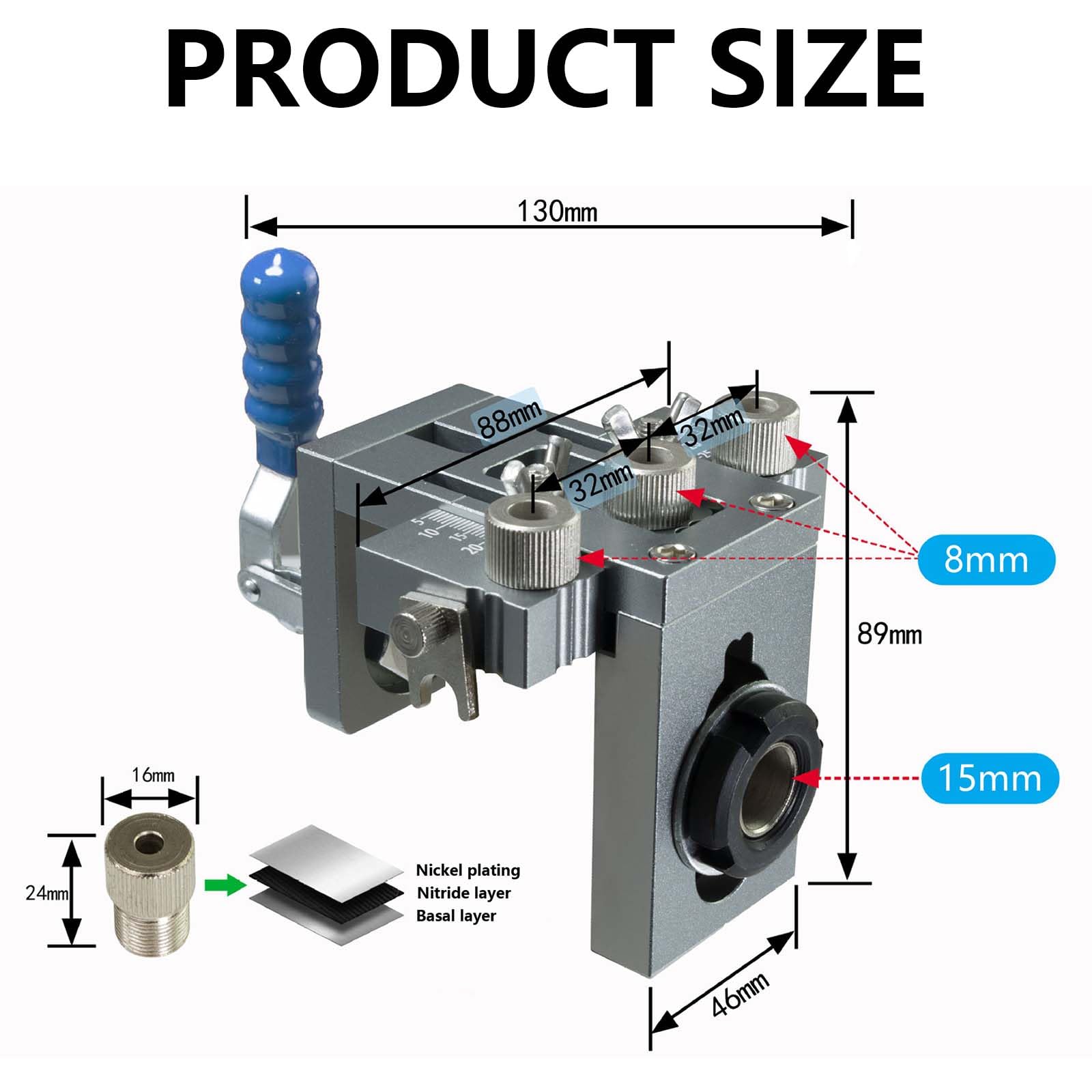 Kit Di Guida Per Trapano, Kit Maschera Per Fori Tascabili 3 In 1, Guida Di Perforazione Regolabile Localizzatore Di Punzoni Strumenti Di Falegnameria, Guida Localizzatore Jig