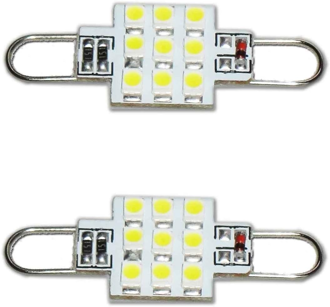 Red Rigid Loop 44mm Festoon LED 9 SMD 561 562 564 567 578 211-2 212-2 214-2 Rigid Loop Light Bulb Under Cabinet RL4410-xHP9 Car Interior Dome Map Side Door Trunk Courtesy Light 12V (Pack of 2)