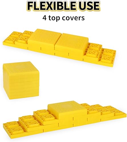 Miniatura 9 de Paquete de 12 bloques de nivelación de caravana, bloques de gato apilables, almohadillas de nivelación entrelazadas con bolsa de transporte