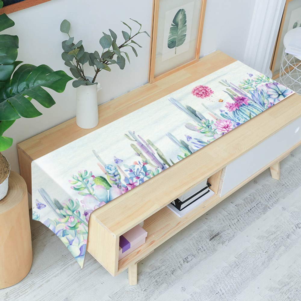 Runner Da Tavolino,Tovaglia Con Stampa Di Piante Moderne Campo Di Fiori Di Cactus Semplicità Nordica Antimacchia In Cotone E Lino Tappetino Decorativo Rettangolare Per Cena A Casa, 36 × 200 Cm / 1