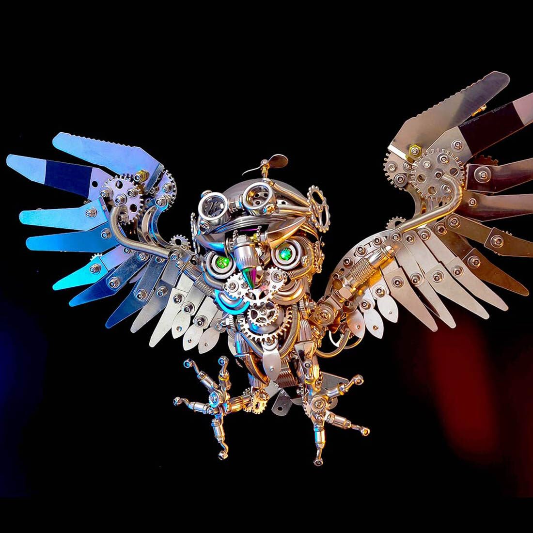 Metalowe puzzle 3D dla dorosłych nocna sowa DIY 3D metalowe modele zestawy 700 szt. mechaniczne modele metalowe, kolorowe, zwierzę, metal, steampunk, upiorne Halloween, dekoracja, prezenty