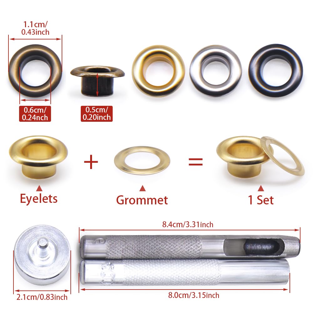 Jamsinmu 6mm Grommet Tool Kit 800 works Sets Grommet Adjusting Tool with Eye Pliers Eyelet Tool Set for Leather Canvas Tarpaulin Tent 400# Inner 6mm - Image 3