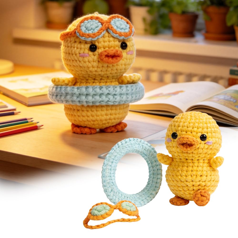 Wxeadu Crochet Kits for Beginners Adults, Yellow Duck Crochet Kit for Beginners, Amigurumi Crochet Starter Kit Step-by-Step Video Tutorials, Beginner Crochet Kit, Beginners Crochet Kit